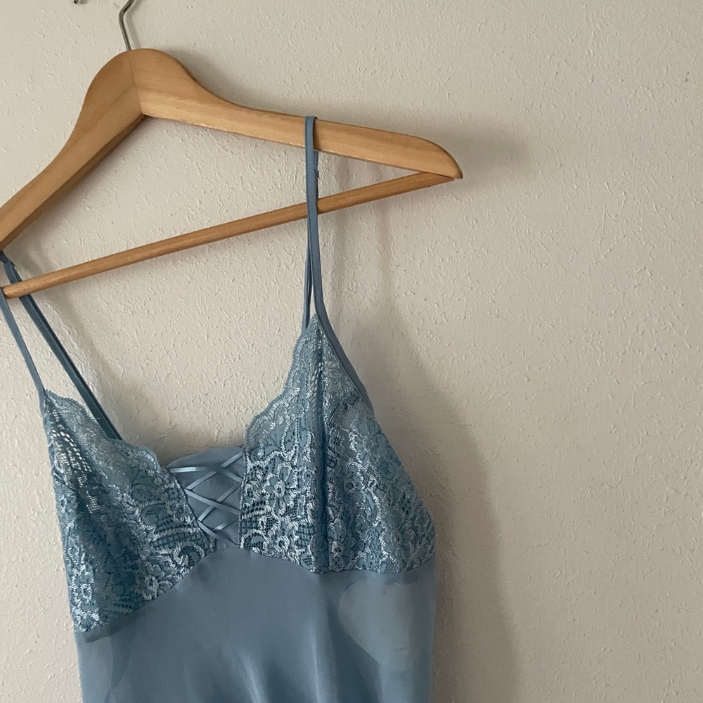 Je T'adore Babydoll Camisole Lace & Chiffon Cami Tank Top Blue - Picture 13 of 16